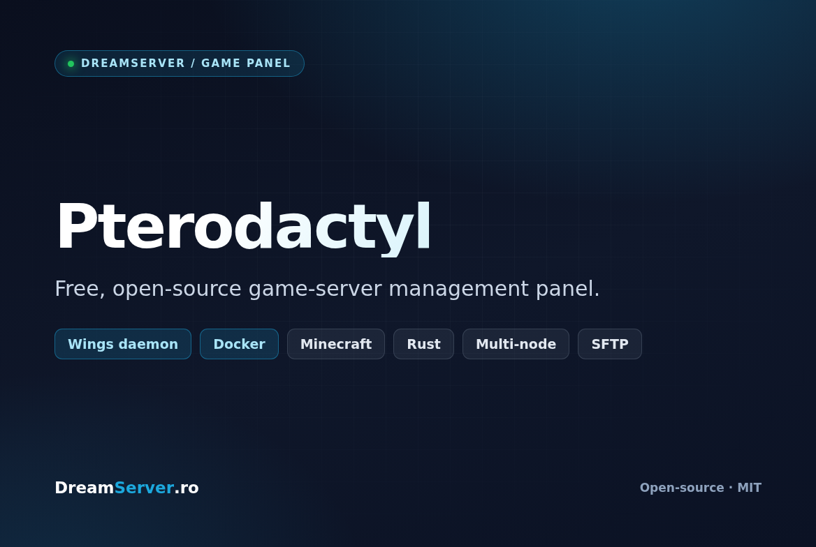 Dashboard panou de game server Pterodactyl
