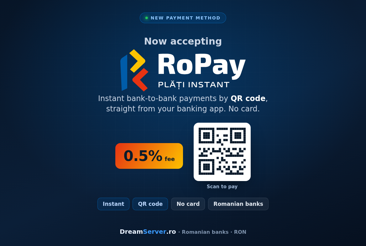 DreamServer now accepts RoPay instant QR payments