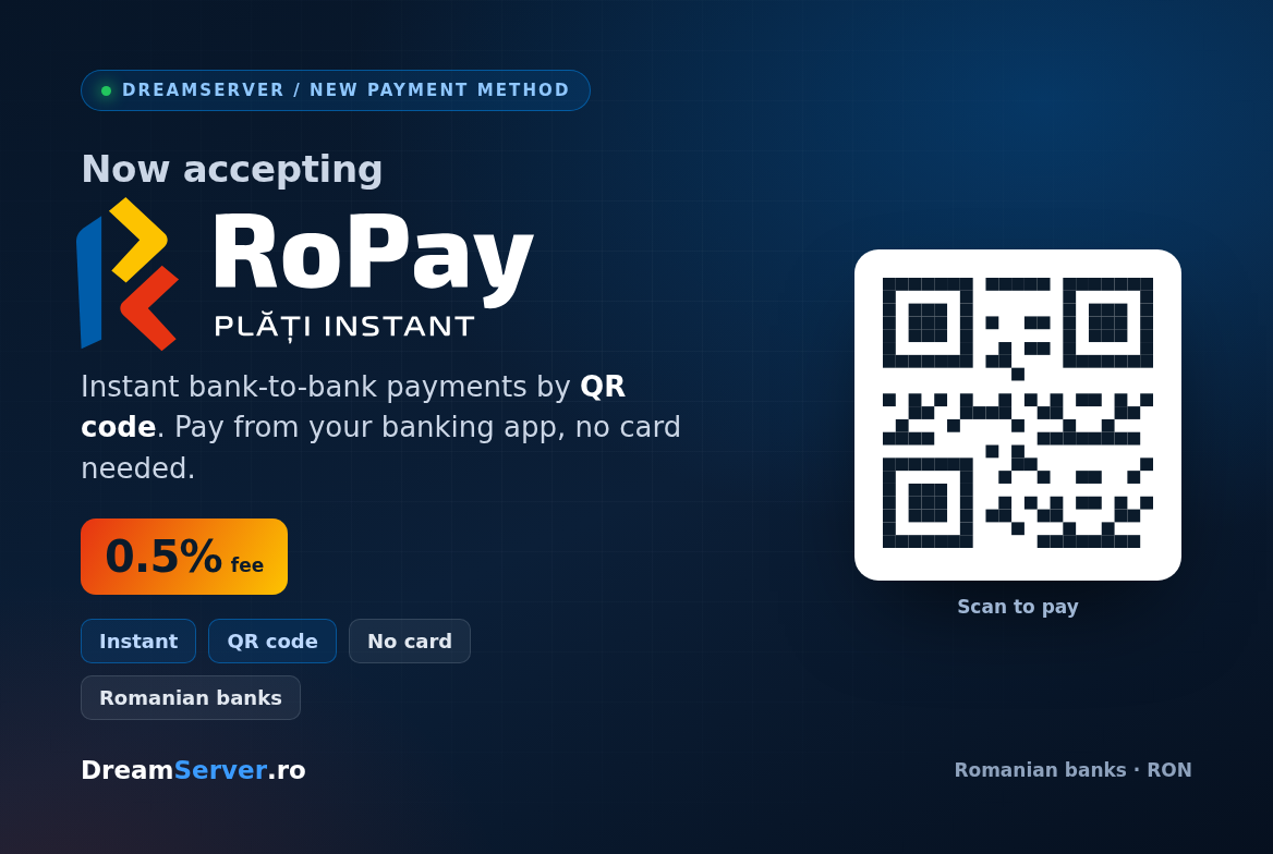 DreamServer now accepts RoPay instant QR payments