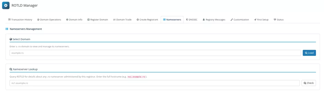 ROTLD Manager for WHMCS: Nameservers - manage and look up domain nameservers